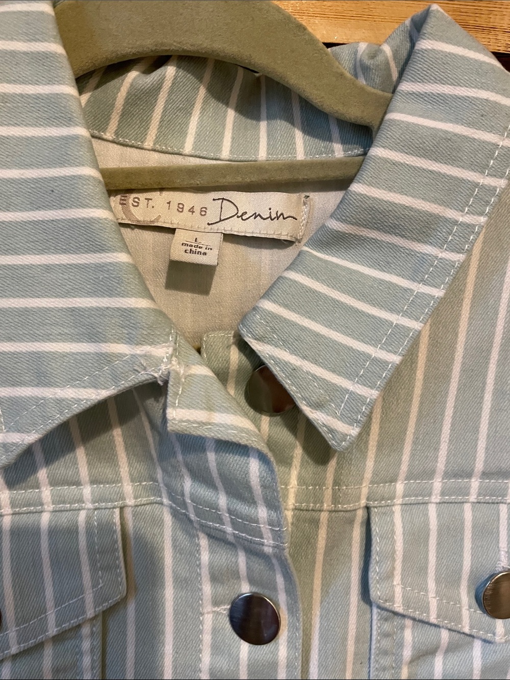 Cato Light Blue & White Striped Jean Jacket - Picture 2 of 3